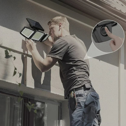 SUNDEFENSE – Solar-powered security light with motion sensor & remote control