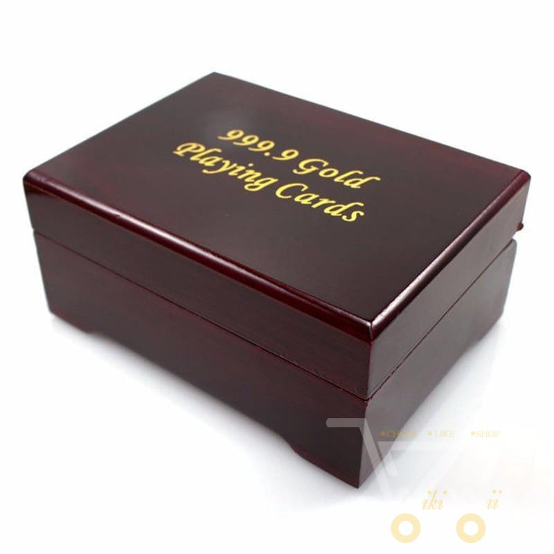 Luxury Gold Playing Cards with Wooden Storage Box