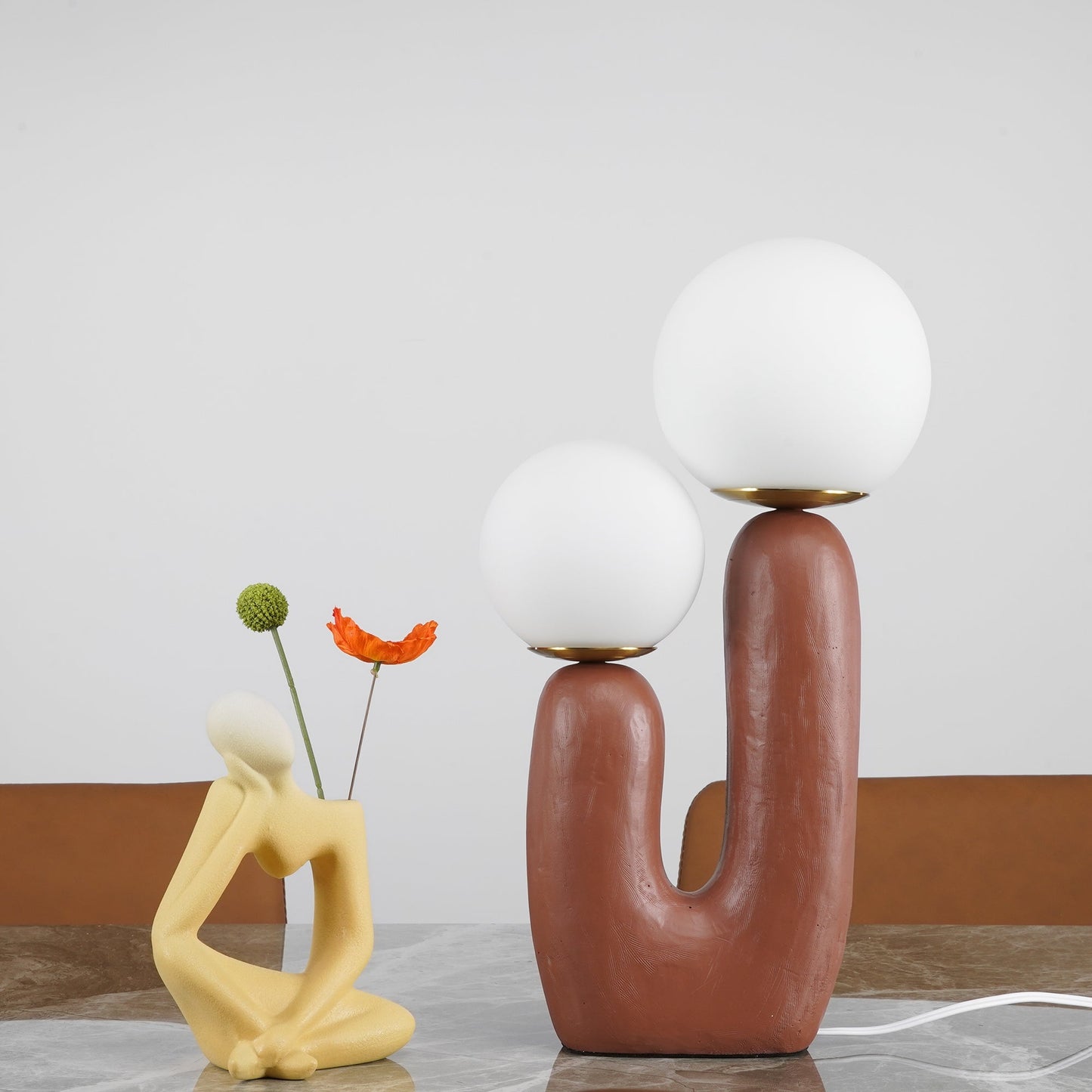 Elegant Wooden Table Light with Earthy Tone