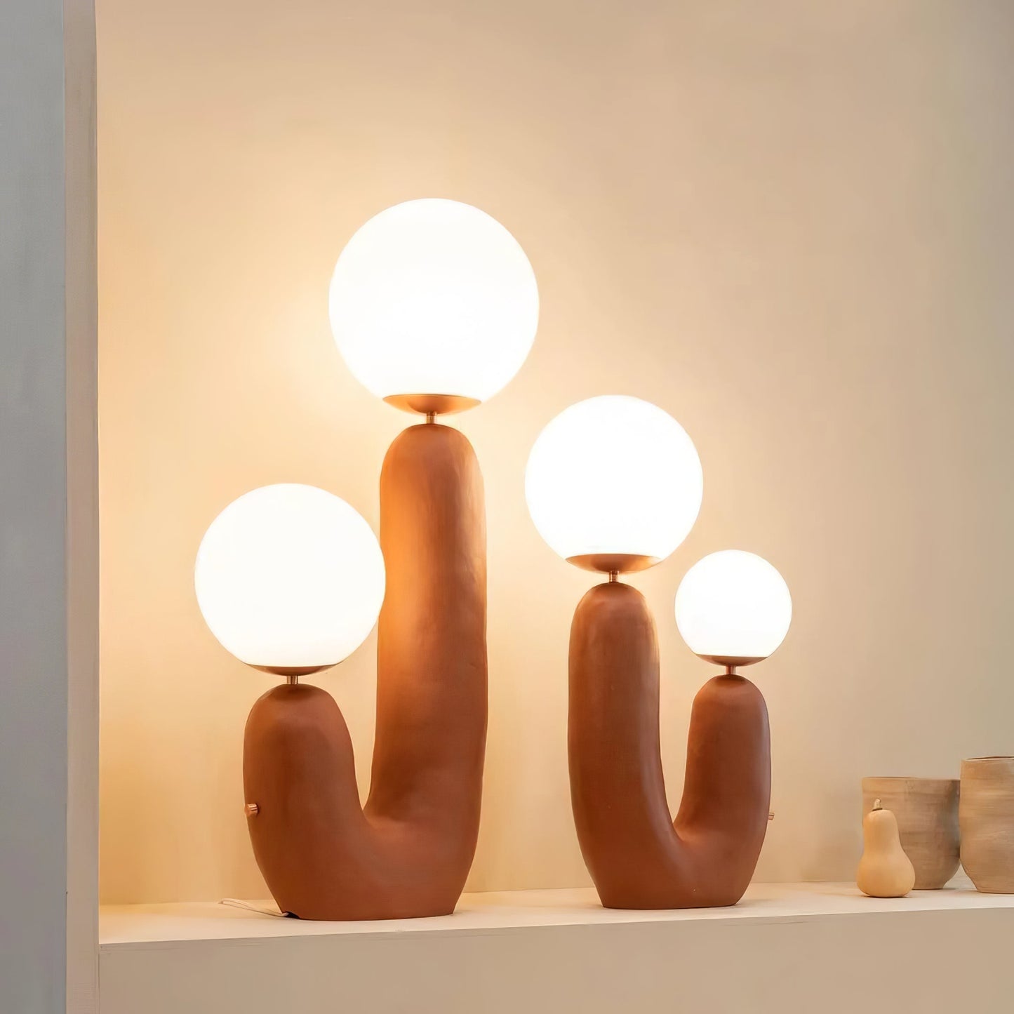 Elegant Wooden Table Light with Earthy Tone