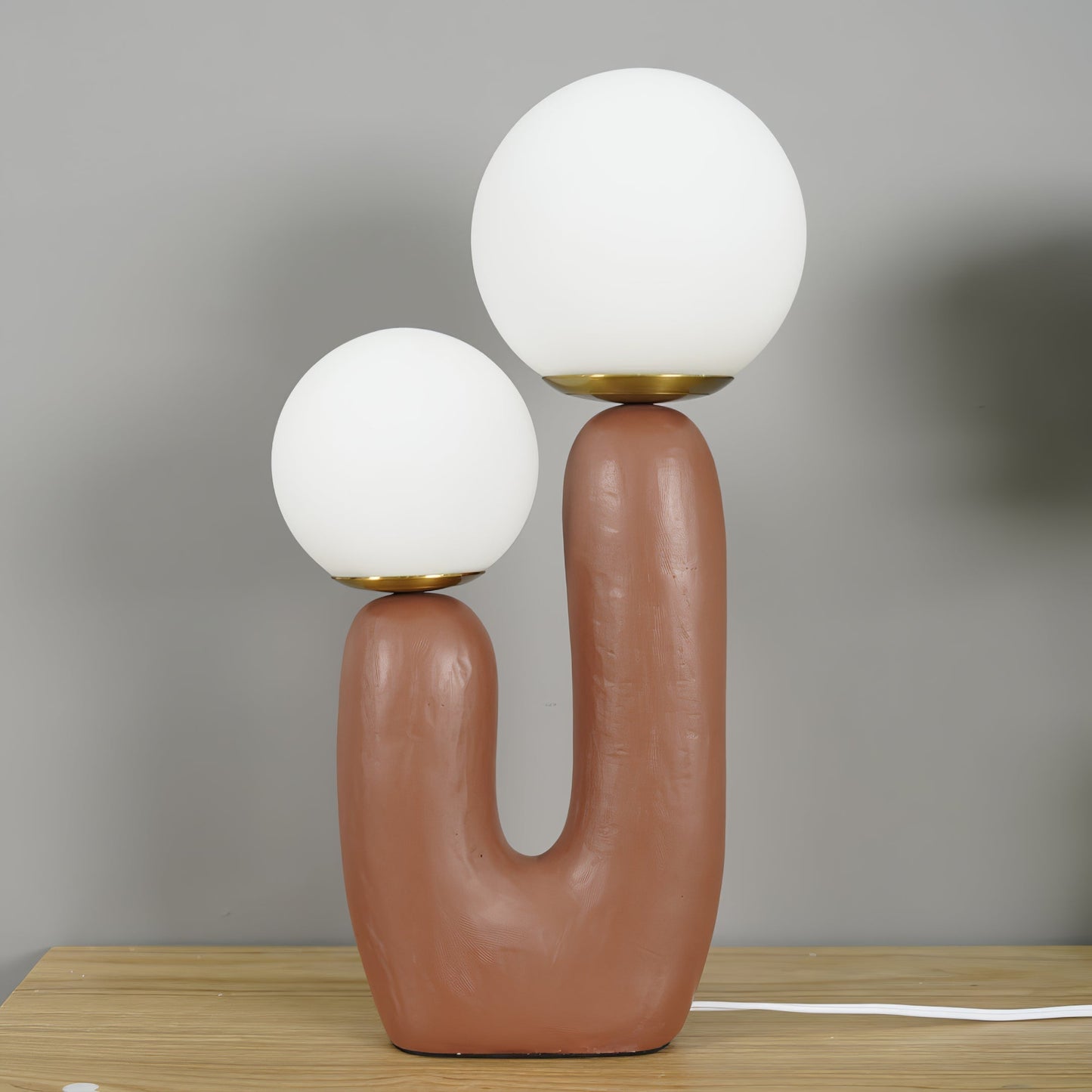 Elegant Wooden Table Light with Earthy Tone