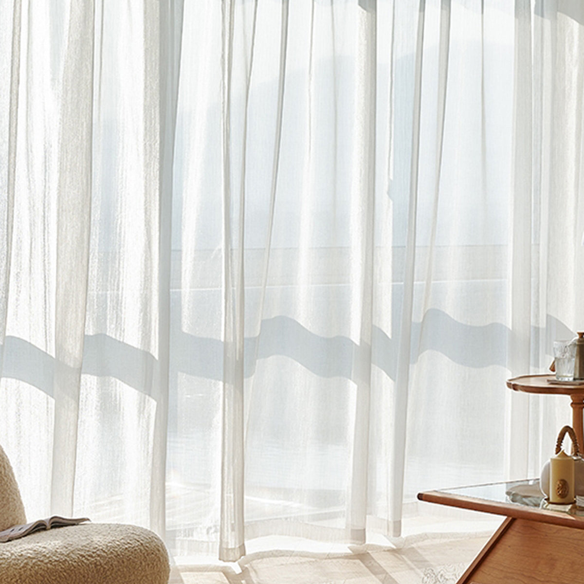Sheer White Drapes for Living Room