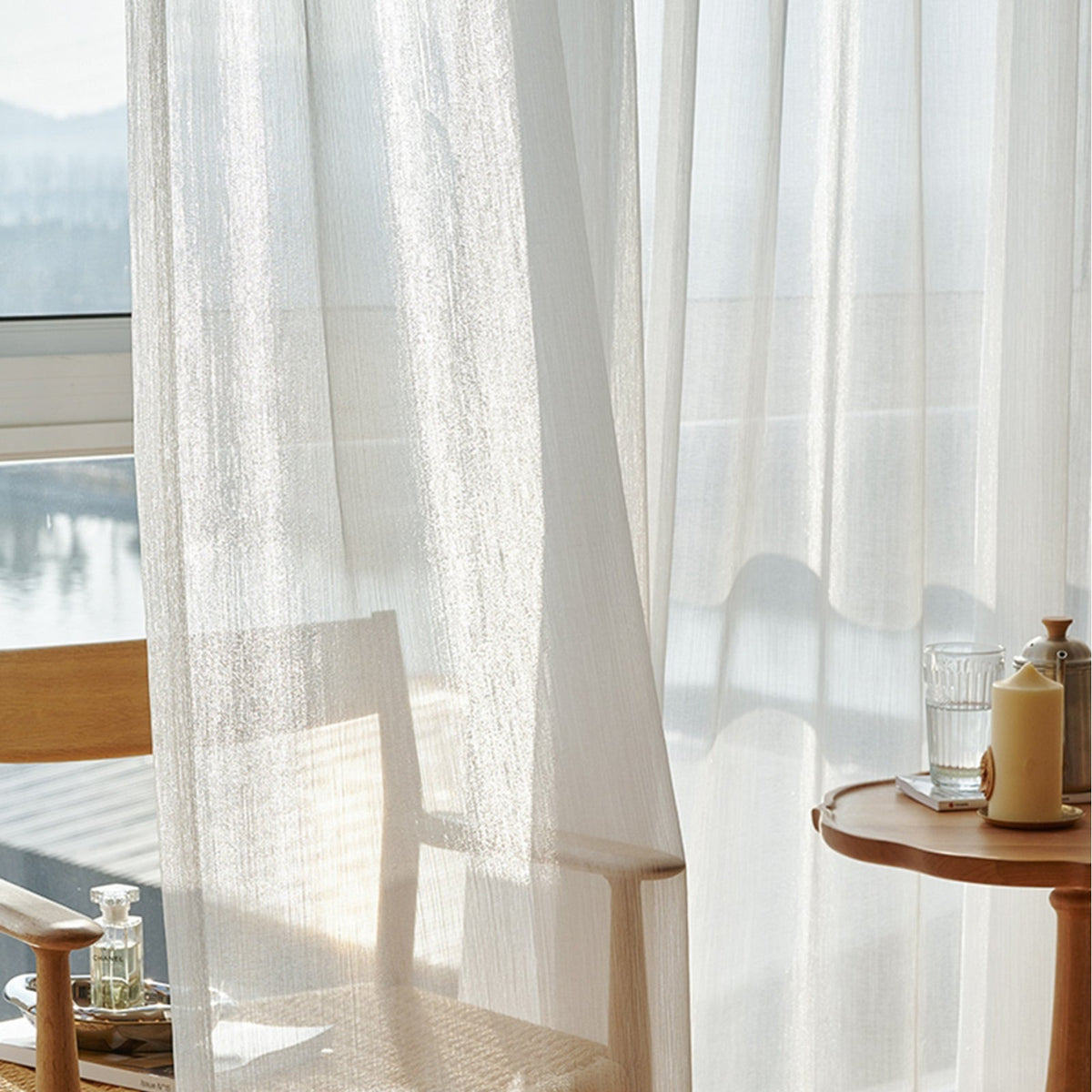 Sheer White Drapes for Living Room