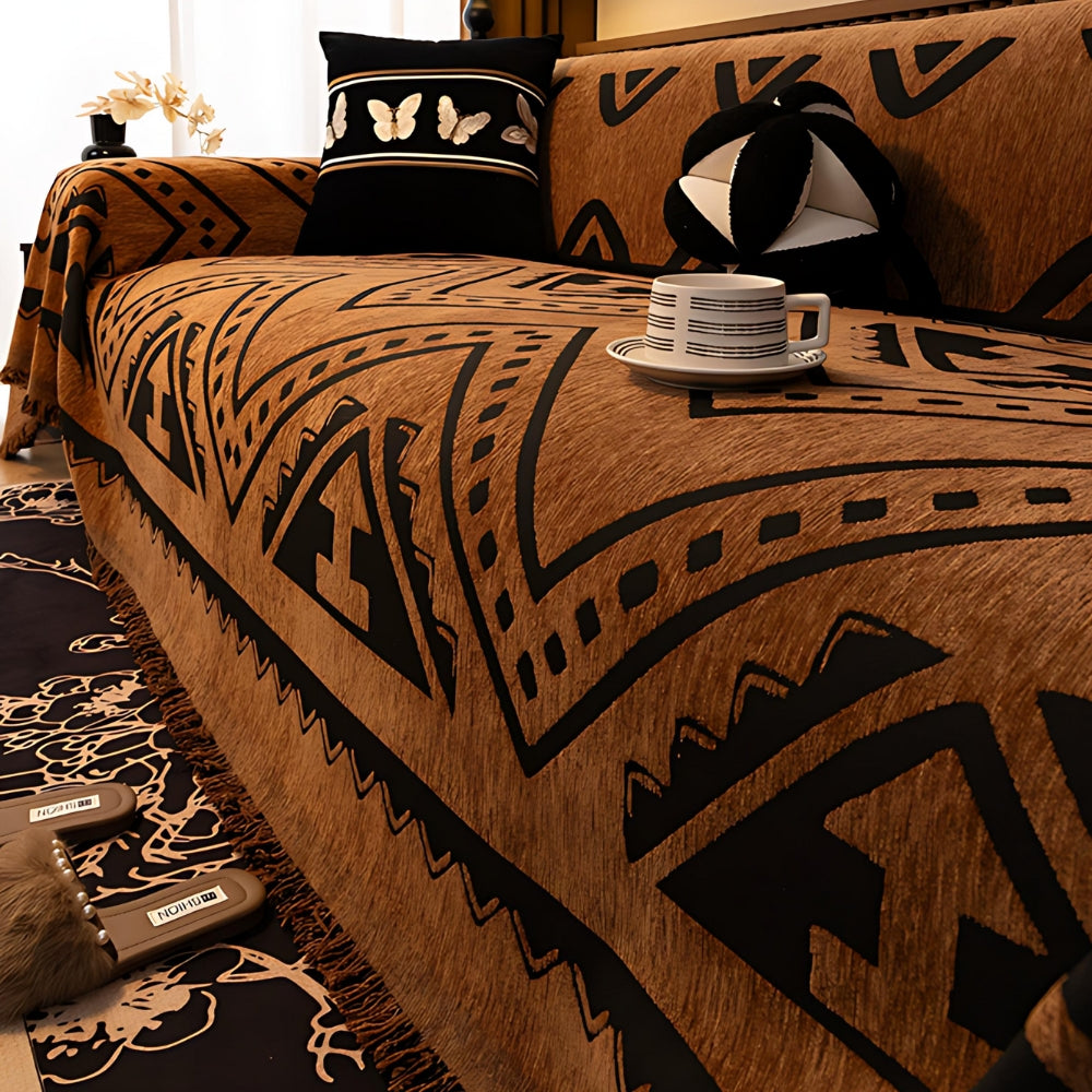 Tribal Geometric Chenille Sofa Cover
