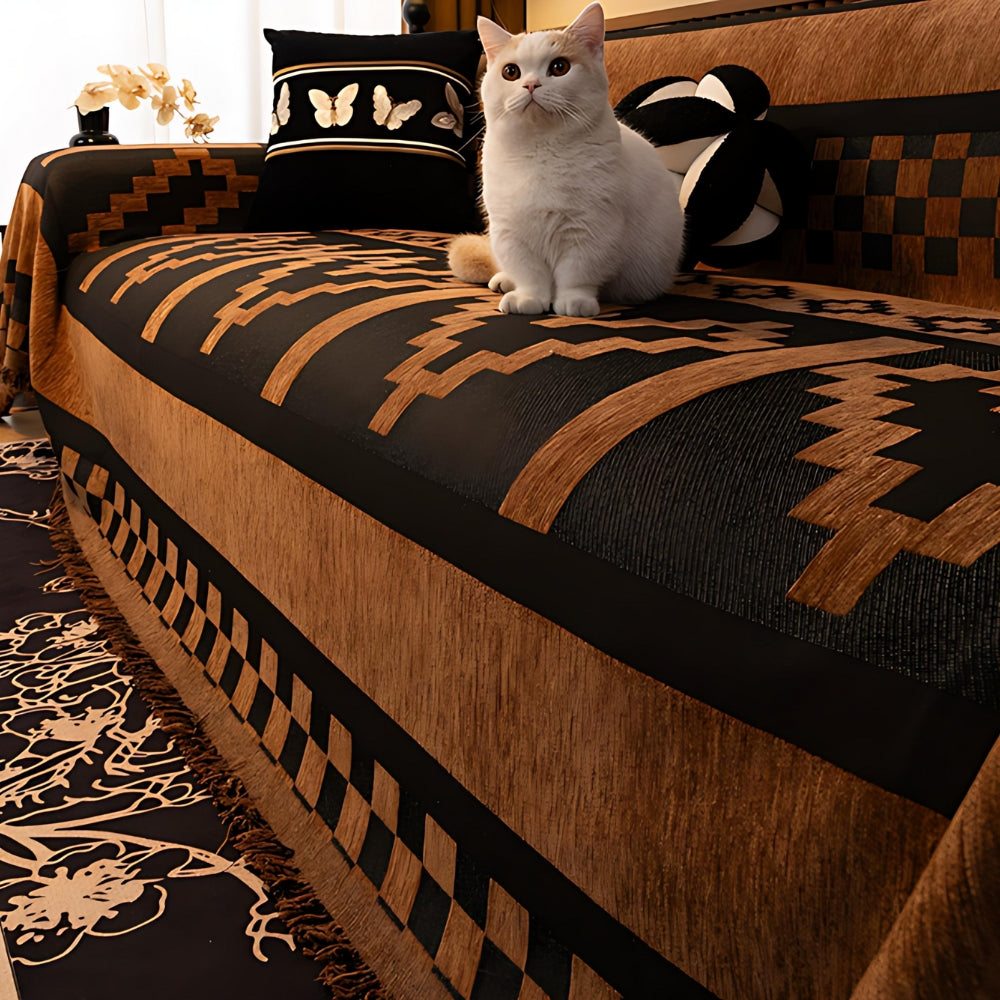 Tribal Geometric Chenille Sofa Cover
