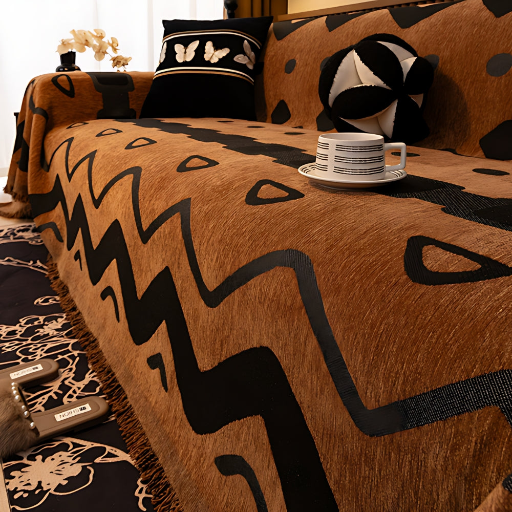 Tribal Geometric Chenille Sofa Cover