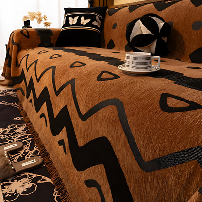 Tribal Geometric Chenille Sofa Cover
