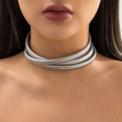 Thick Triple Layer Chunky Chain Choker Necklace