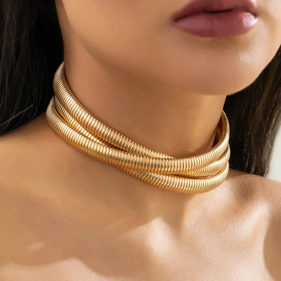 Thick Triple Layer Chunky Chain Choker Necklace - Cofik