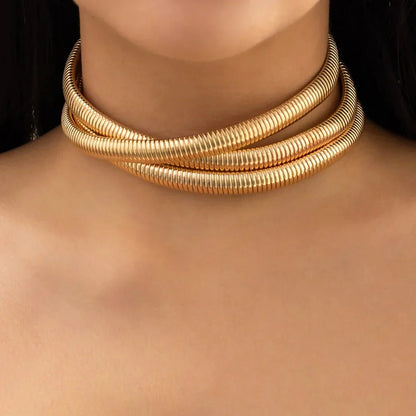 Thick Triple Layer Chunky Chain Choker Necklace