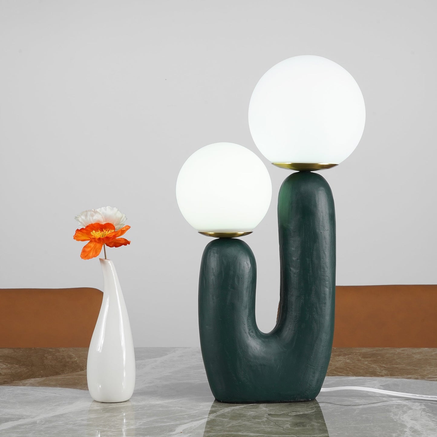Elegant Wooden Table Light with Earthy Tone