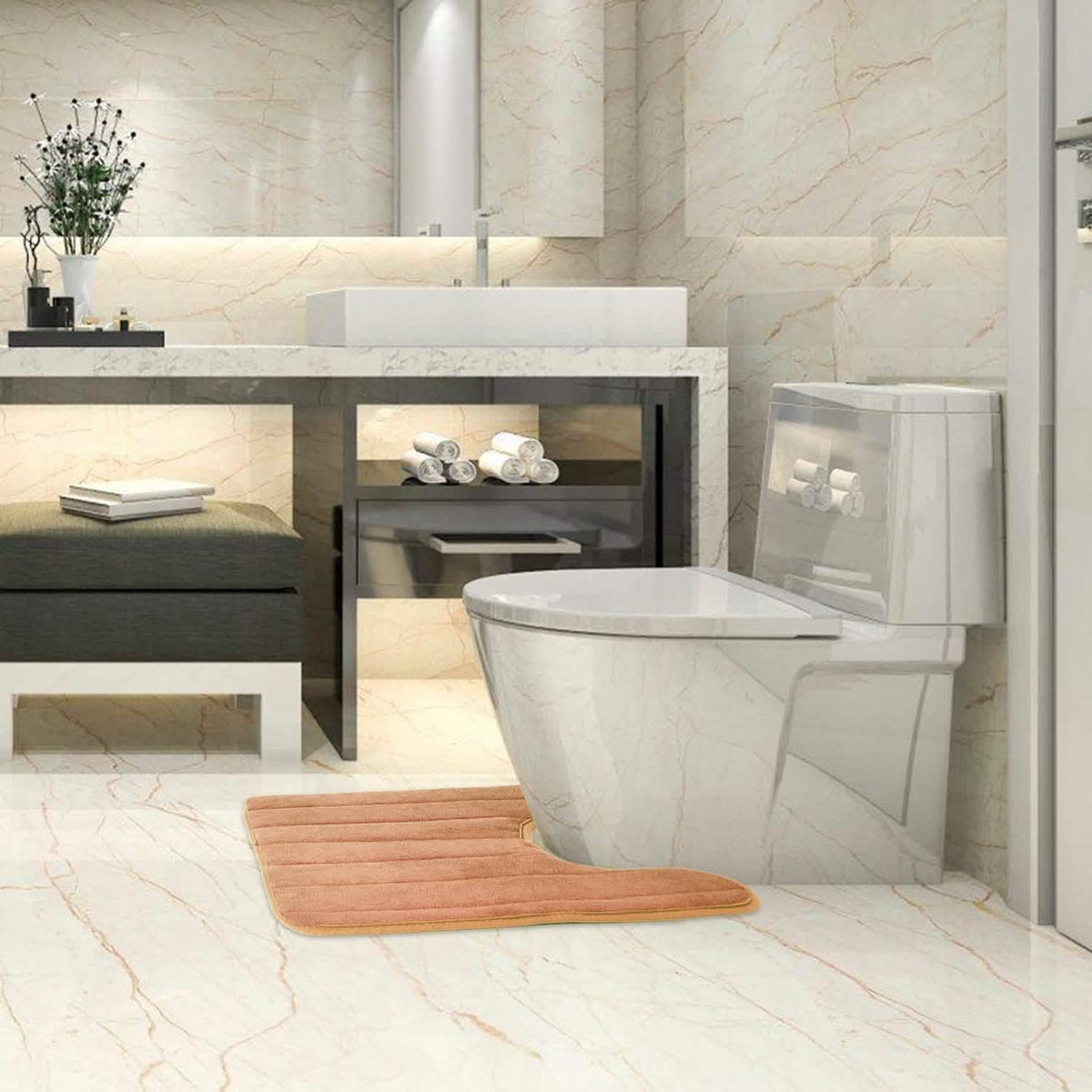Contour Toilet Mat with Anti-Slip Bottom