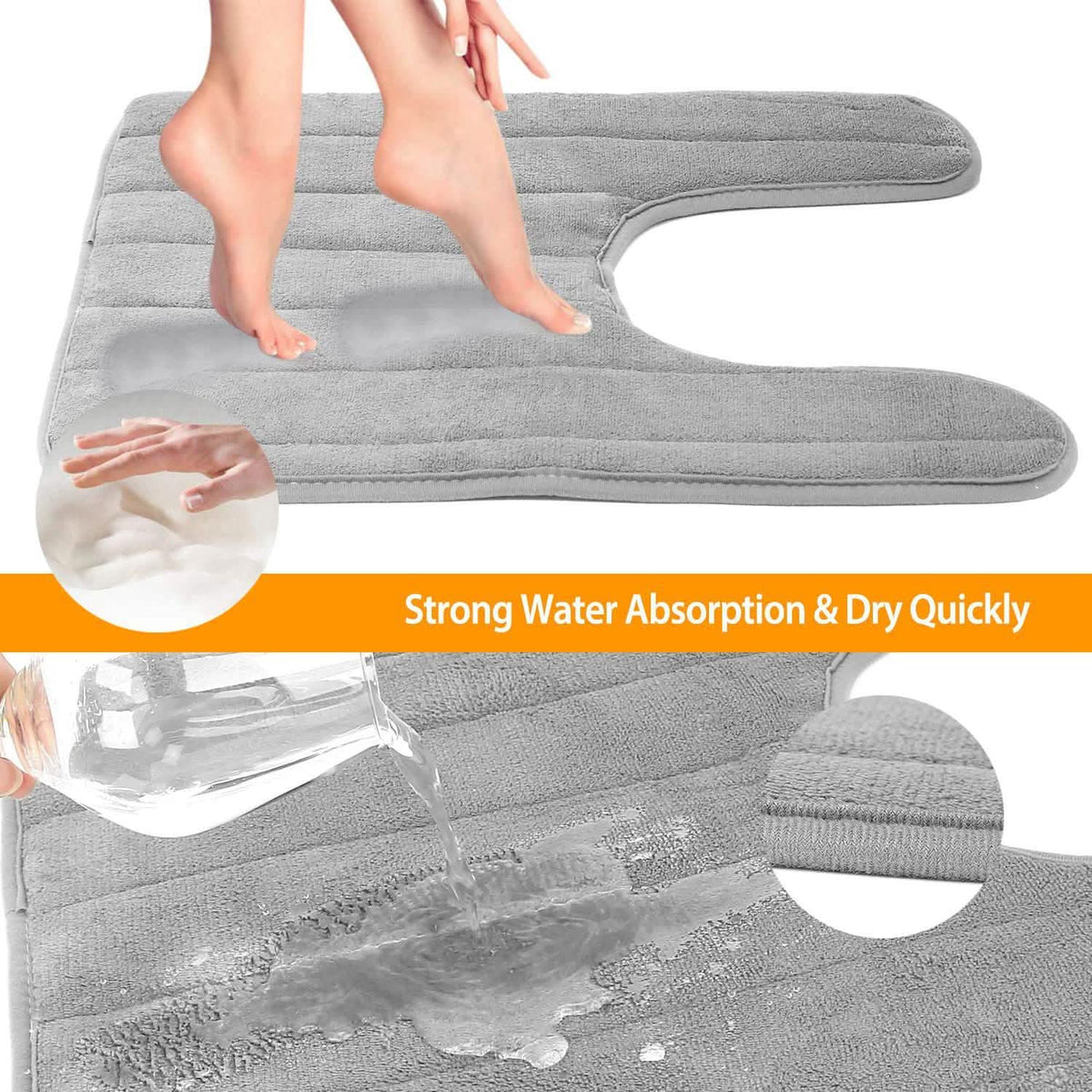 Contour Toilet Mat with Anti-Slip Bottom