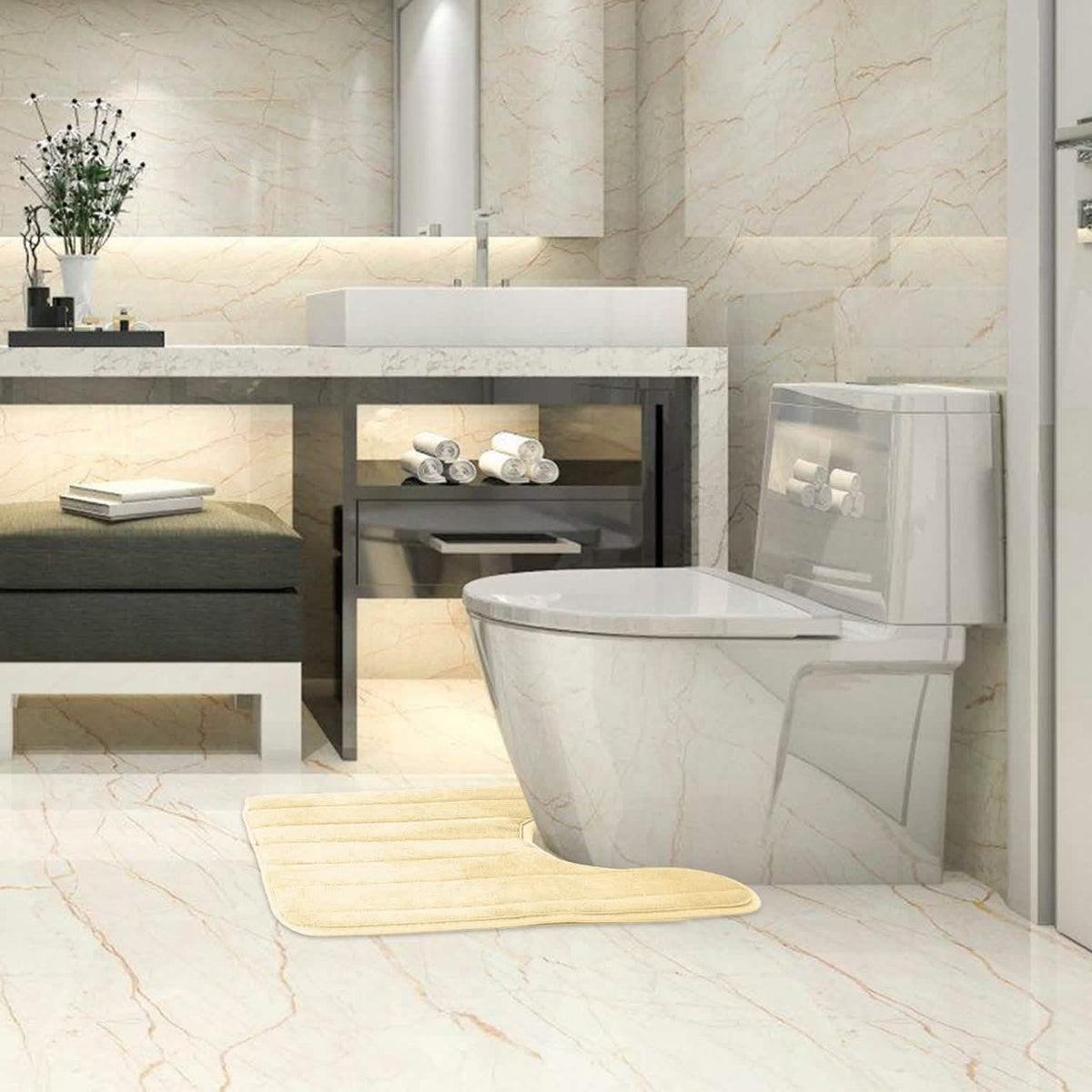 Contour Toilet Mat with Anti-Slip Bottom