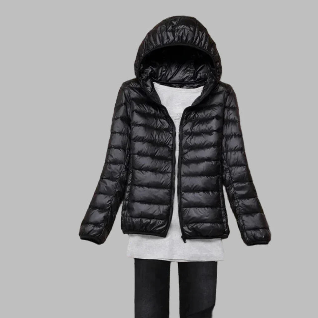 Ultra-Lightweight Packable Women's Hooded Down Jacket
