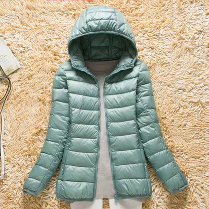 Ultra-Lightweight Packable Women's Hooded Down Jacket