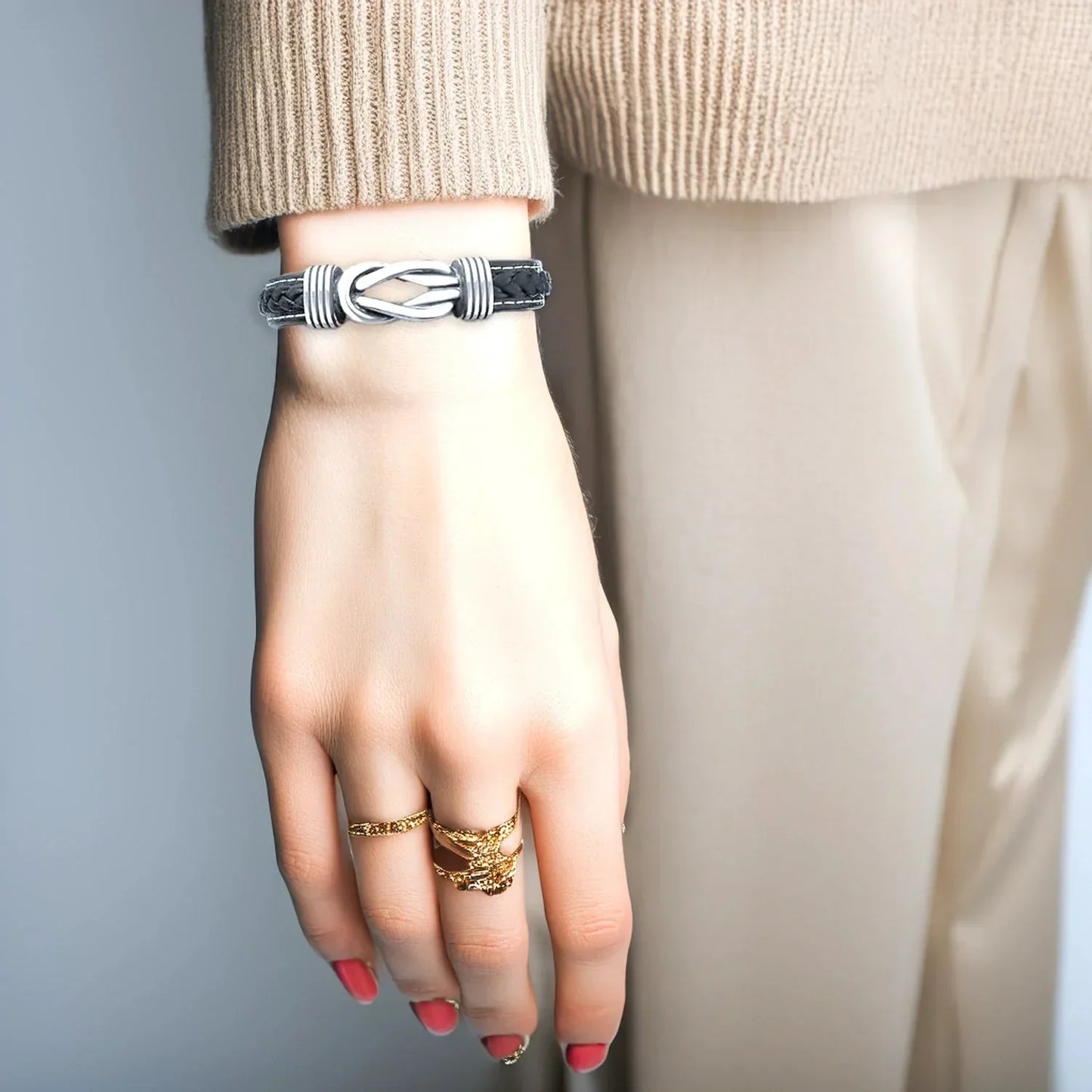 Timeless Love Knot Genuine Leather Bracelet - Cofik