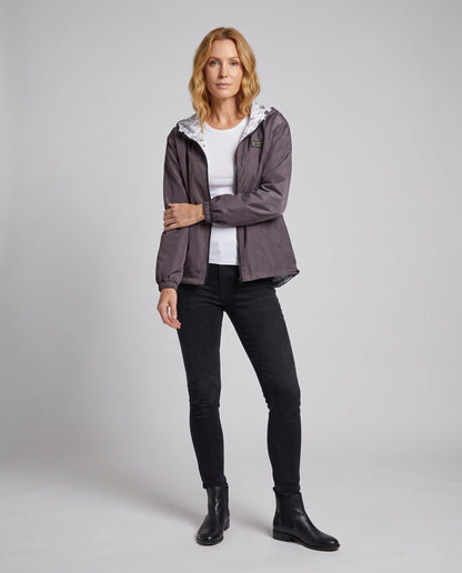 Unisex Lightweight Hooded Windbreaker with Printed Lining and Drawstring