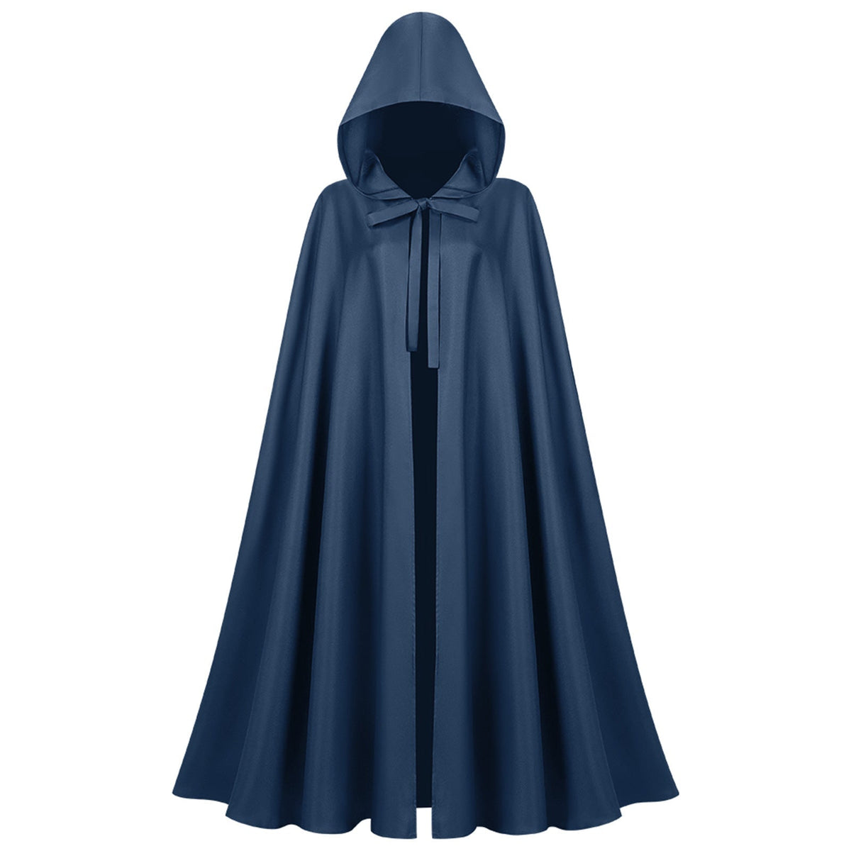 Unisex Long Hooded Cloak in Water-Repellent Polyester with Full Circle Cut and Drawstring