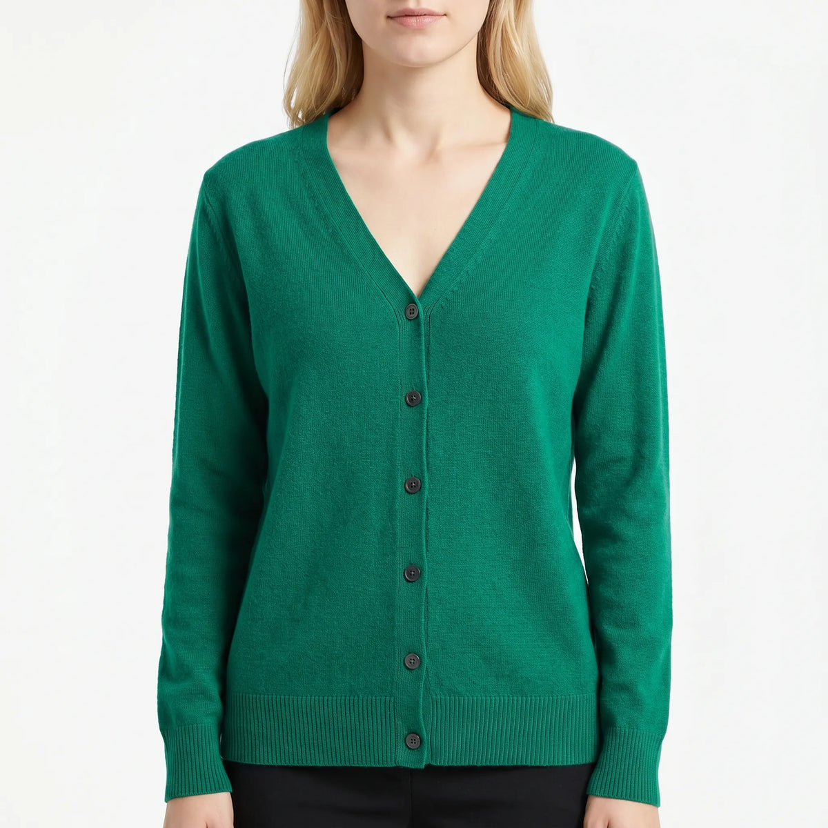 V-Neck Buttoned Knit Cardigan