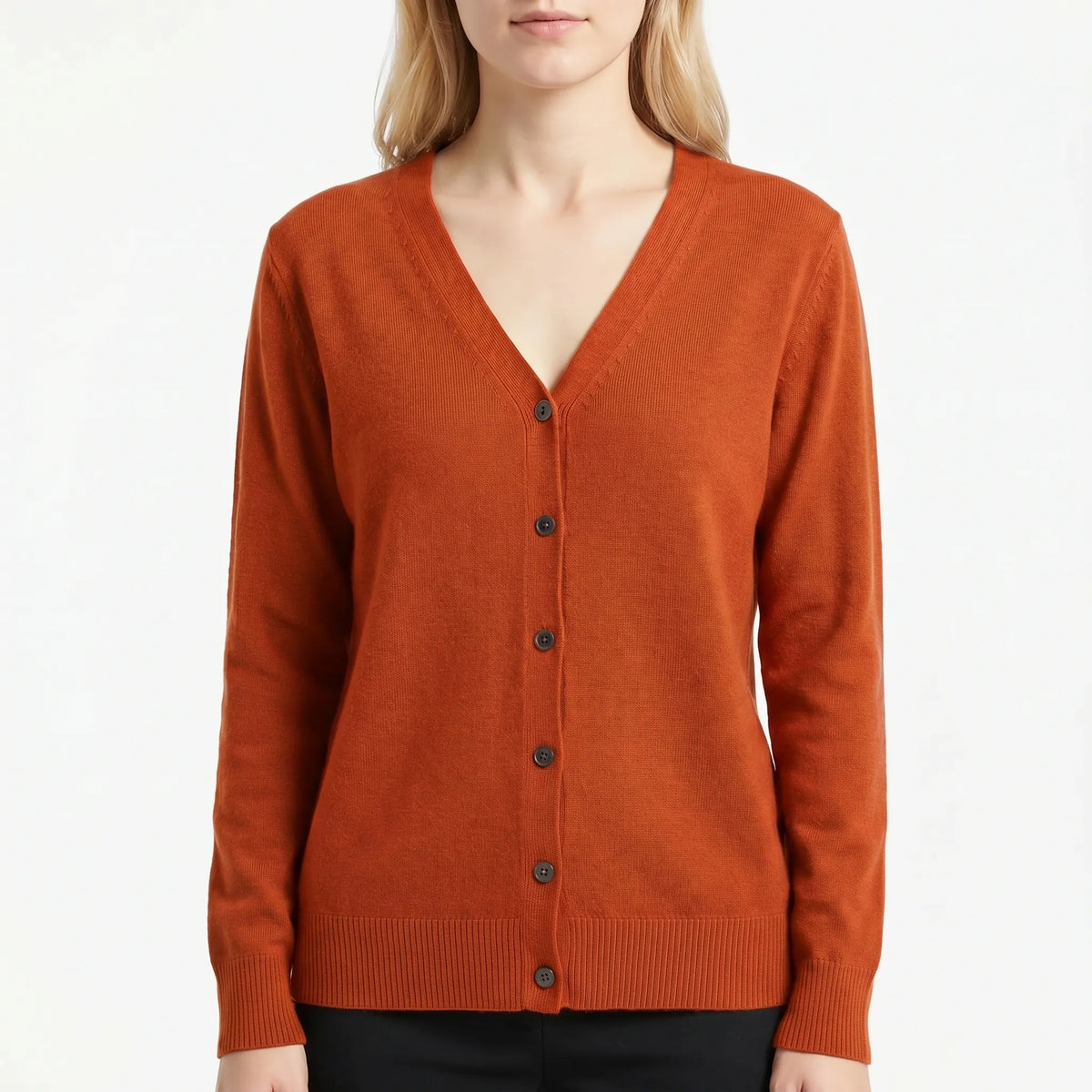 V-Neck Buttoned Knit Cardigan