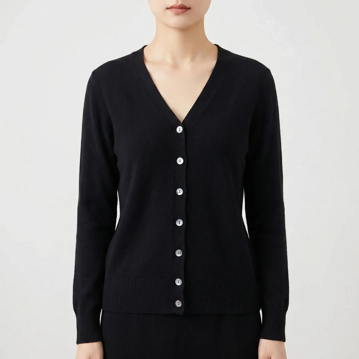 V-Neck Buttoned Knit Cardigan