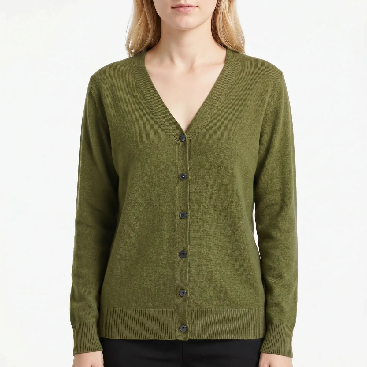 V-Neck Buttoned Knit Cardigan