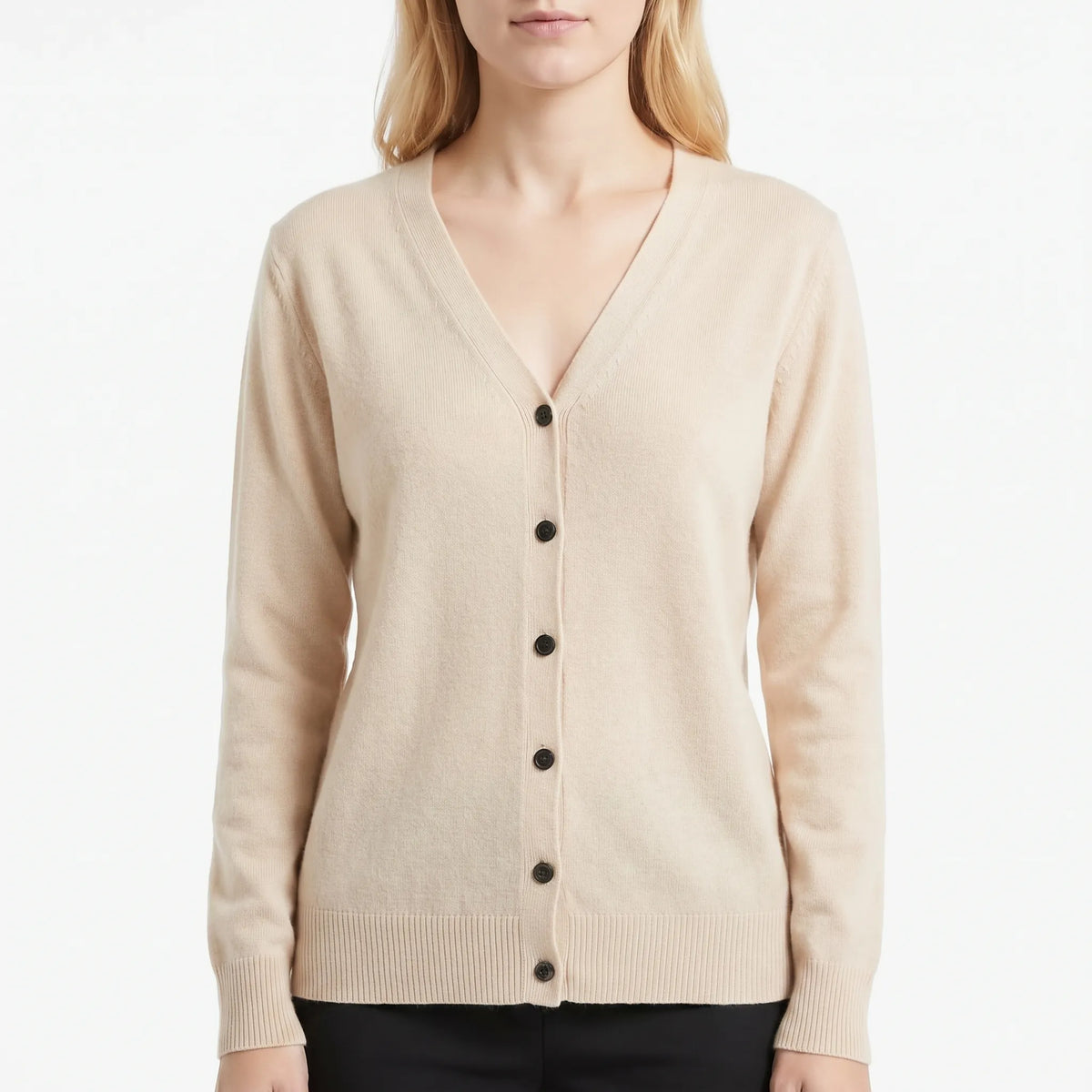 V-Neck Buttoned Knit Cardigan
