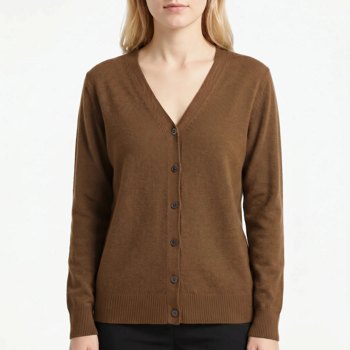 V-Neck Buttoned Knit Cardigan
