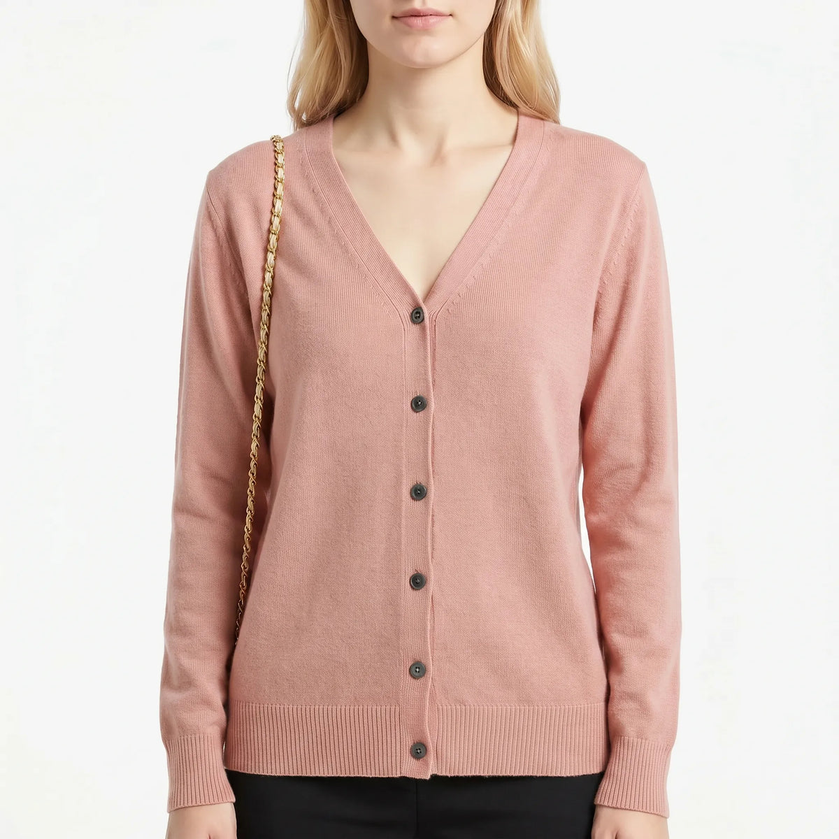 V-Neck Buttoned Knit Cardigan