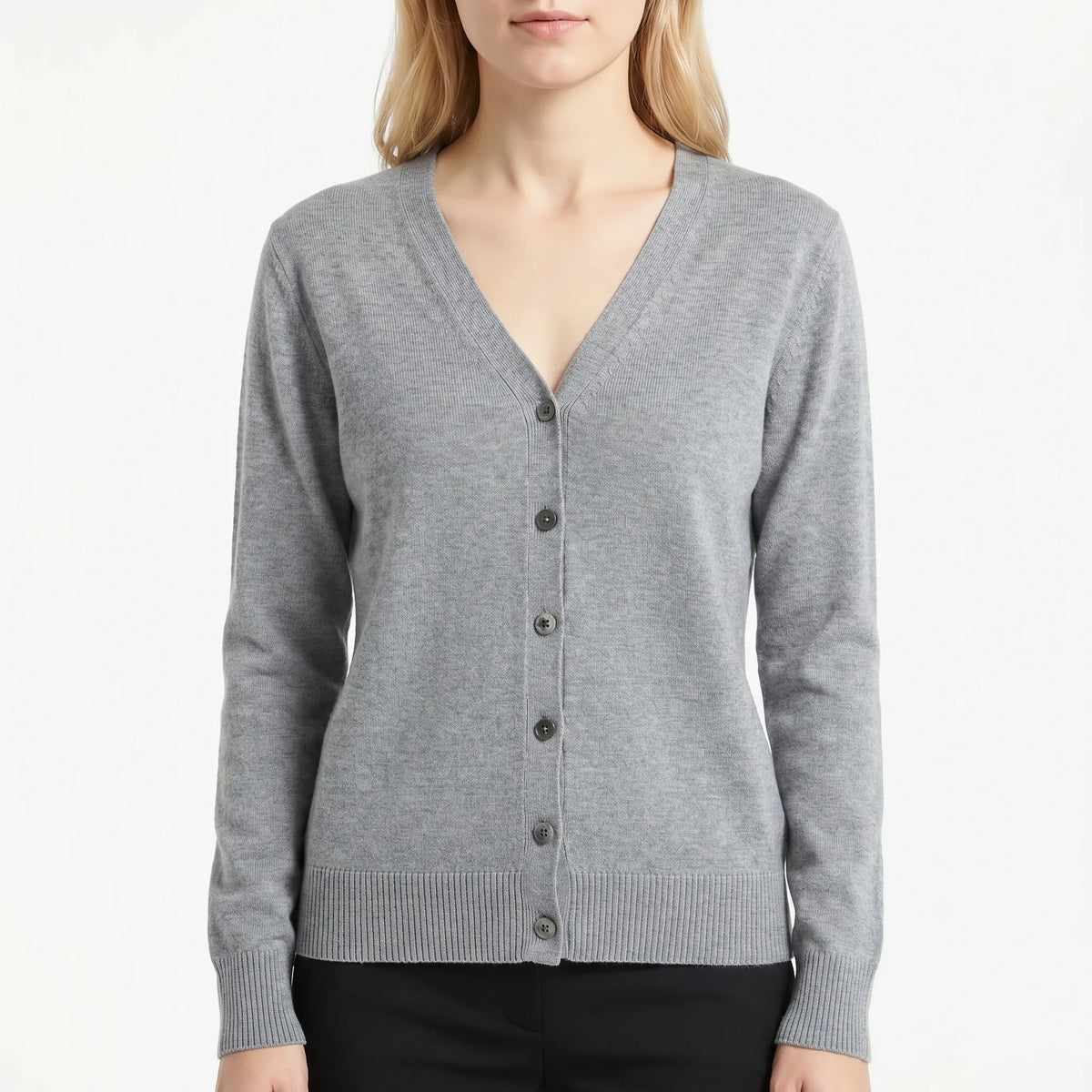 V-Neck Buttoned Knit Cardigan