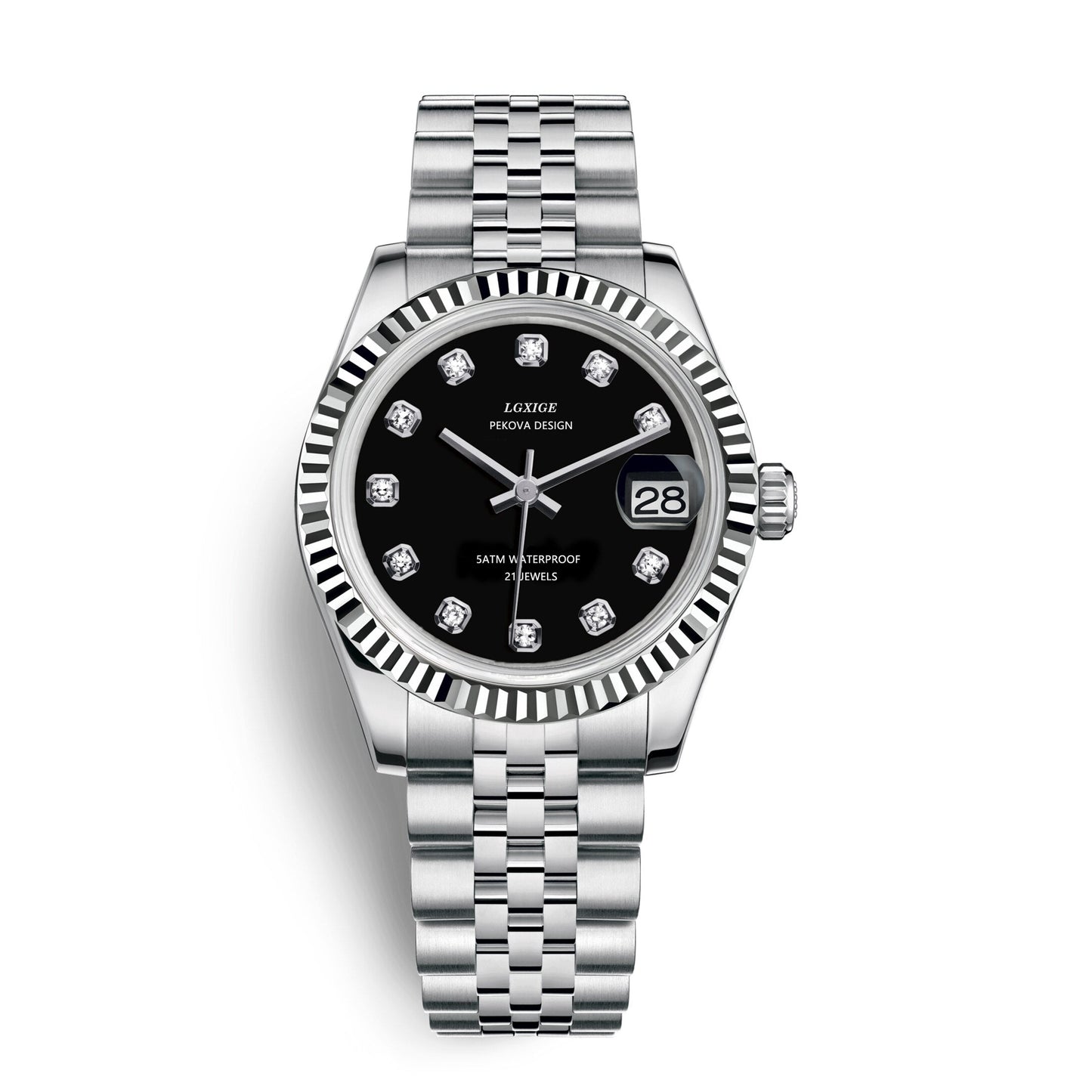 Timeless Metal Leather Strap Watch