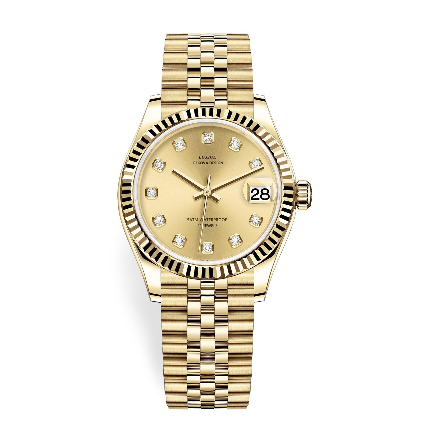 Timeless Metal Leather Strap Watch