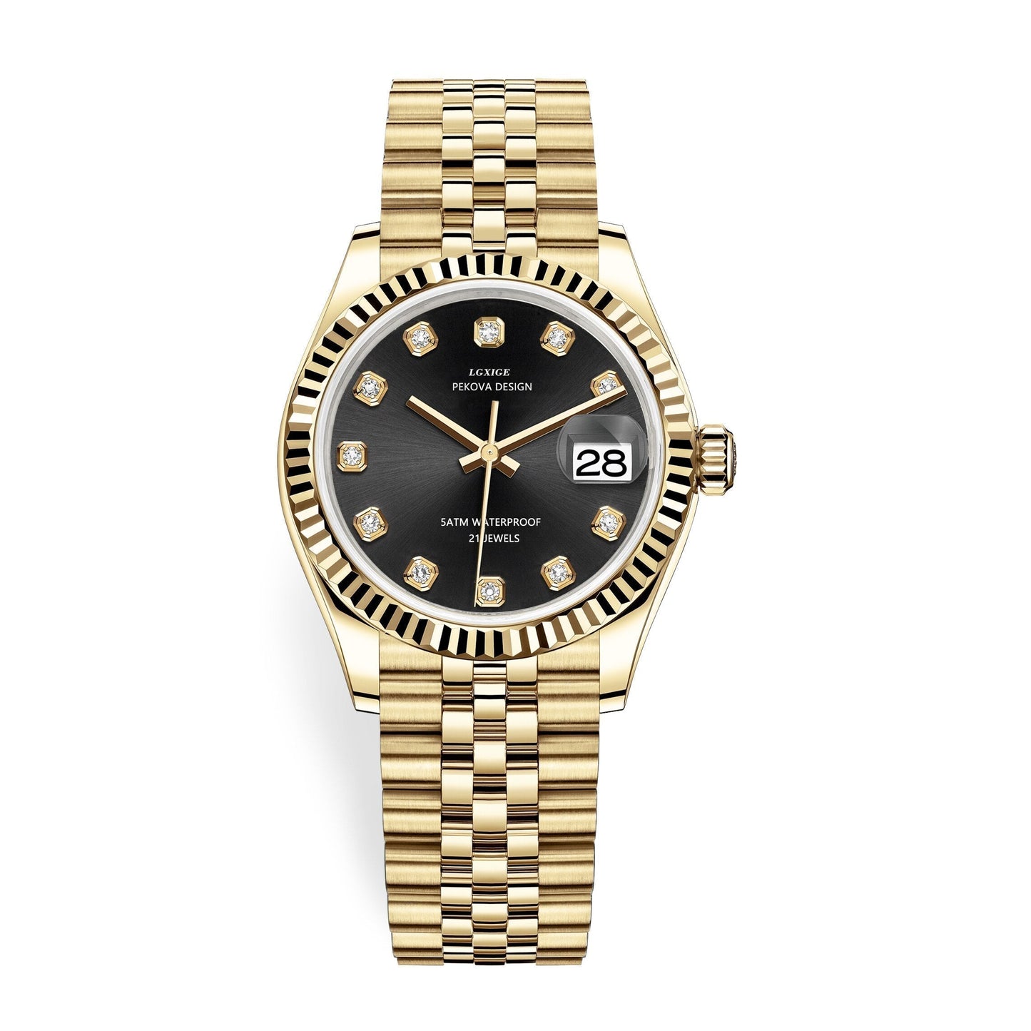 Timeless Metal Leather Strap Watch