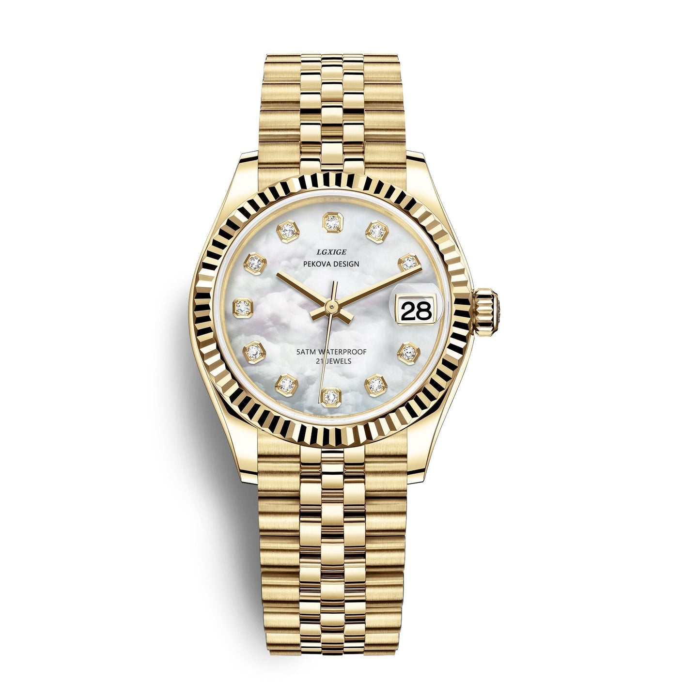 Timeless Metal Leather Strap Watch