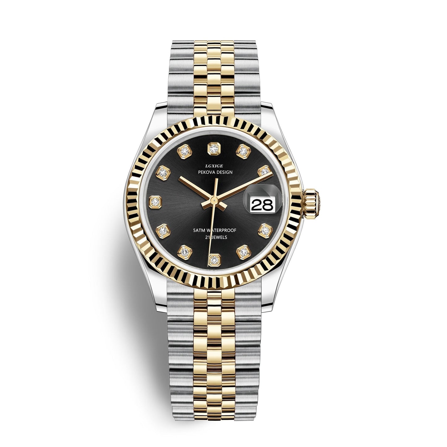 Timeless Metal Leather Strap Watch