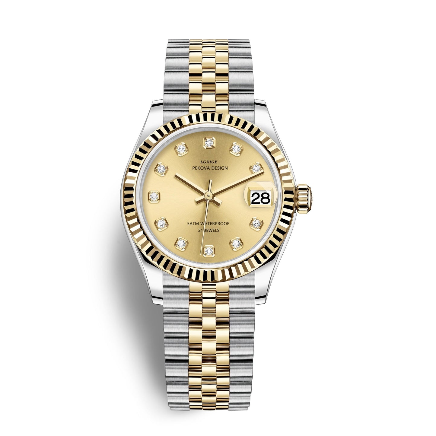 Timeless Metal Leather Strap Watch