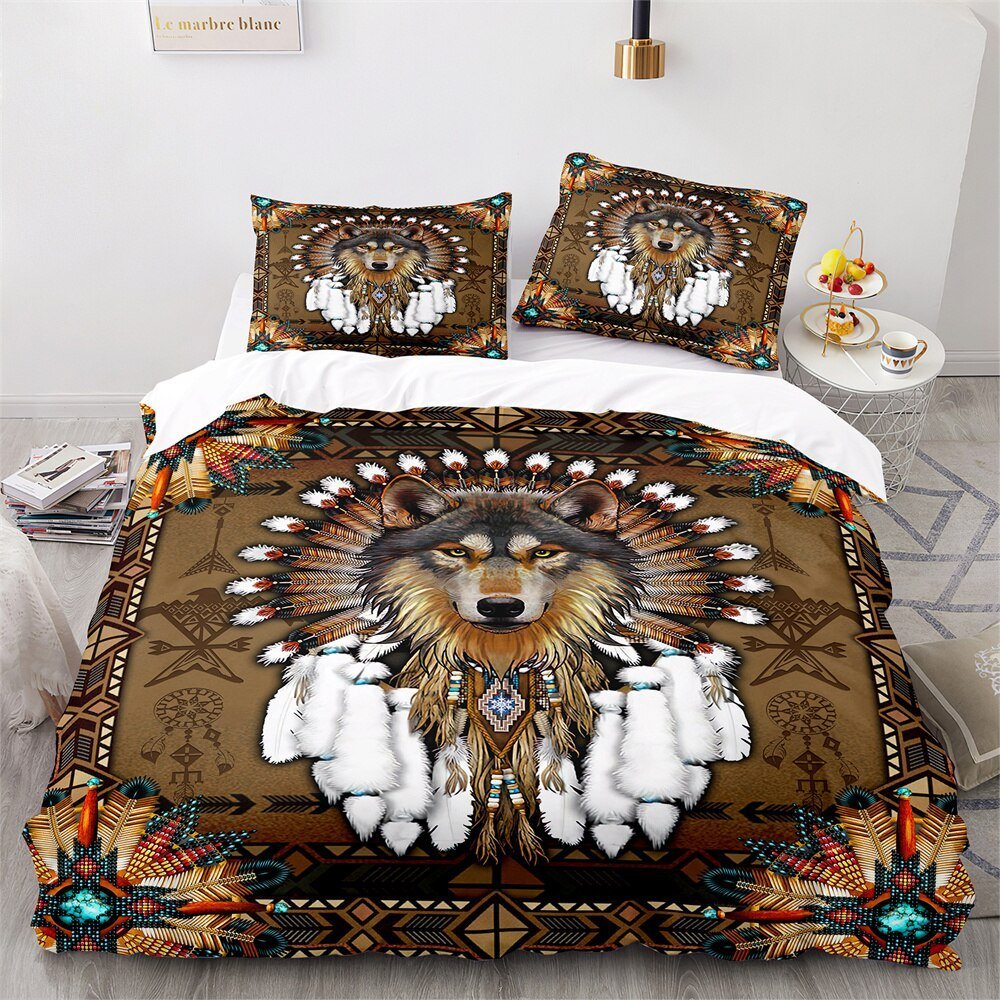 Cozy Childrens Wolf Duvet Cover Set
