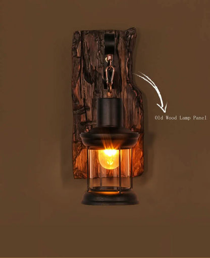 Sleek Wooden Glass LED Wall Light