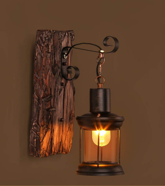 Classic Glass Wall Light with Wooden Stand - Cofik