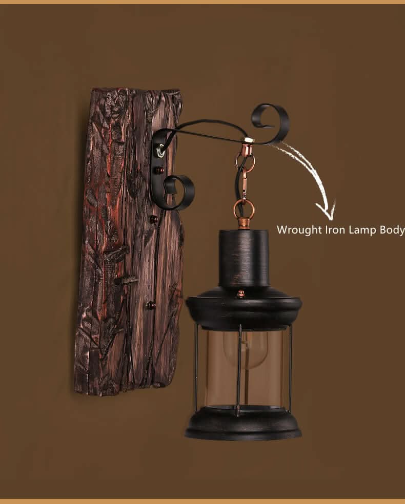 Sleek Wooden Glass LED Wall Light