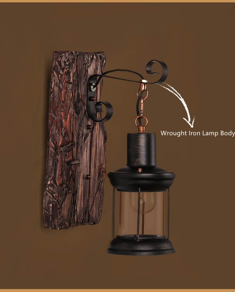 Classic Glass Wall Light with Wooden Stand