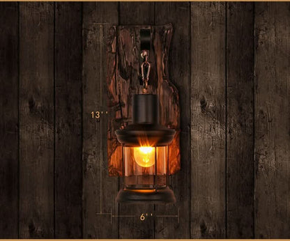 Sleek Wooden Glass LED Wall Light