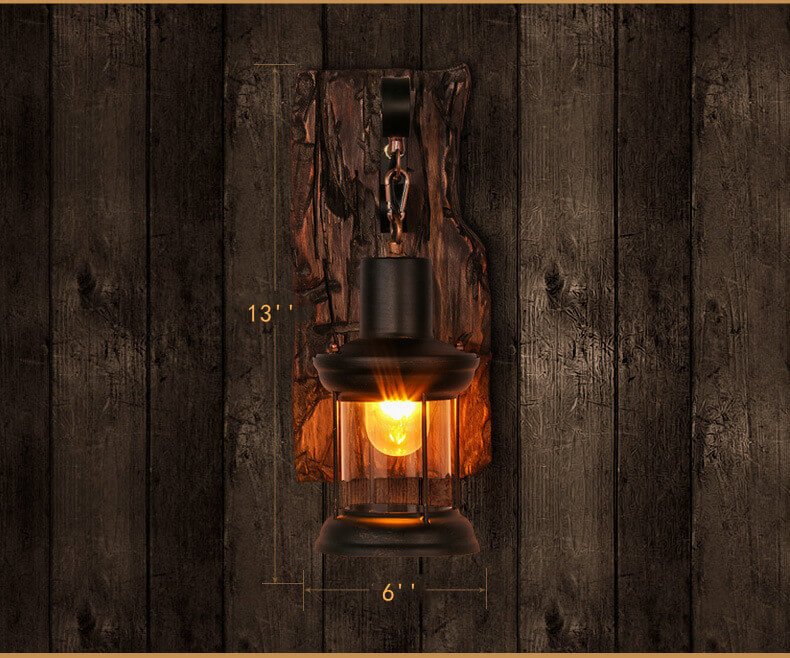 Classic Glass Wall Light with Wooden Stand