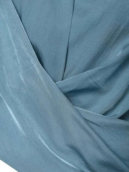 Vesper - V-neck wrap top with long puffed sleeves and cuffs