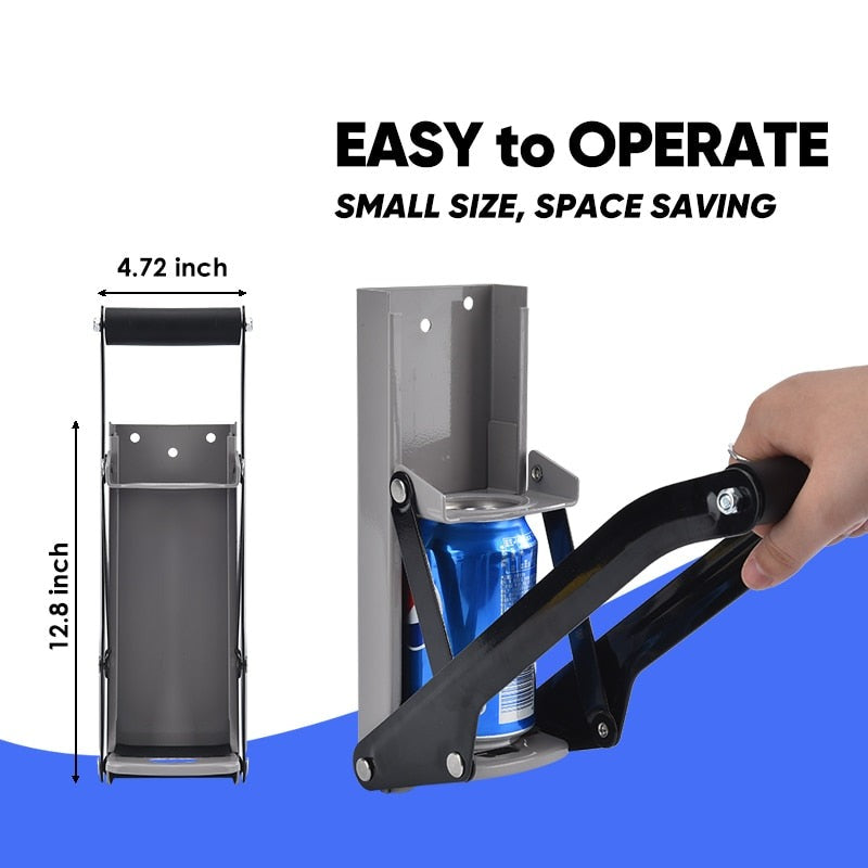 Heavy Duty Steel Wall Mount Can Crusher with Opener
