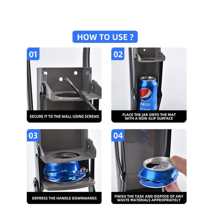 Heavy Duty Steel Wall Mount Can Crusher with Opener