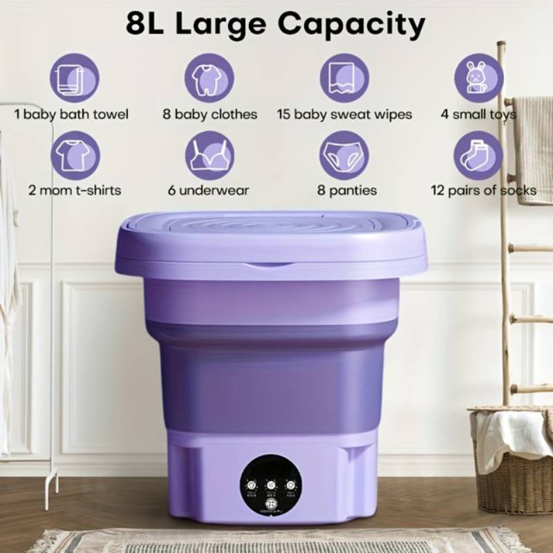 Portable 8L Compact Laundry Washer Dryer