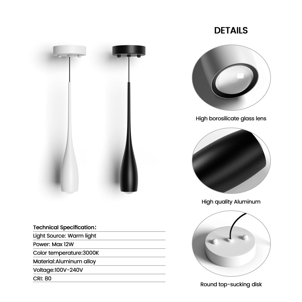 Sleek Aluminum 12W Adjustable Ceiling Light Fixture