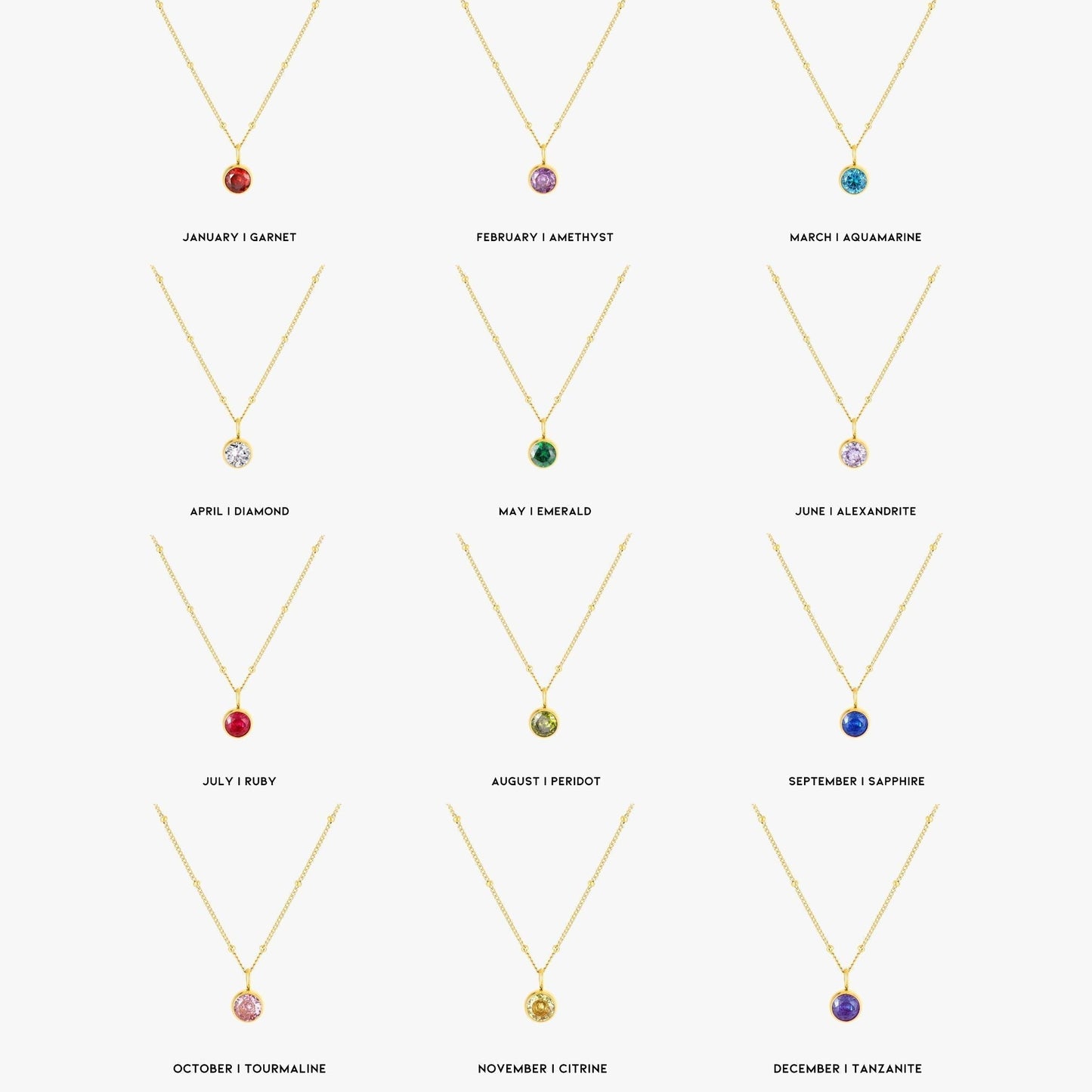 Gemstone Personalized Chain Necklace